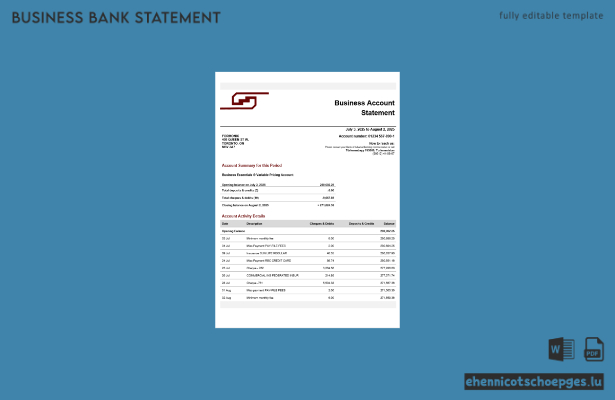 Beispiel eines Kontoauszugs der Turkmen Turkmenbashi Company (Word- und PDF-Datei)